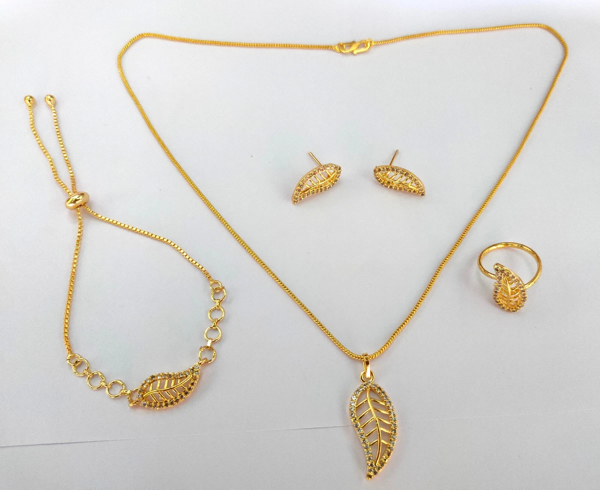 Gold necklace and ring set sale