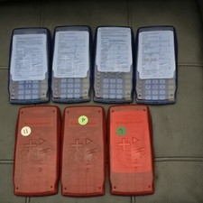 Lot Of 7 Texas Instruments Calculator TI-15  TI-10 Transparent Blue Red School