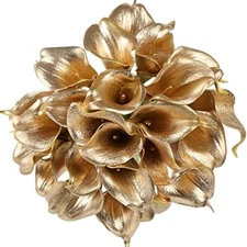 Gold Flowers 24pcs Gold Calla Lilies Artificial Flowers for Decoration for DI...