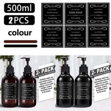 2PCS Soap Dispensers PET Shampoo Lotion Empty Pump Bottles with 6 Labels 500ml