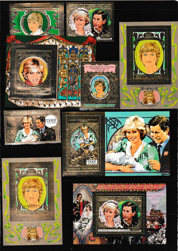 COLLECTION OF CHARLES AND DIANA GOLD FOIL MNH STAMPS & MINIATURE SHEETS AS SCAN - 第 1/1 張圖片