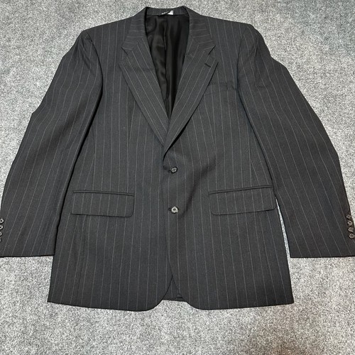 VINTAGE Burberrys Suit Jacket Mens 42 Long Charcoal Striped Wool Made In USA - Picture 1 of 14