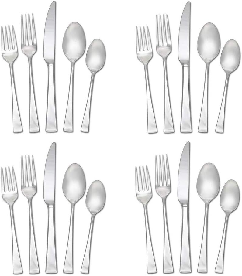 Lucia Flatware Service for 4, 20 Piece Set, 18/10 Stainless Steel Silverware Set