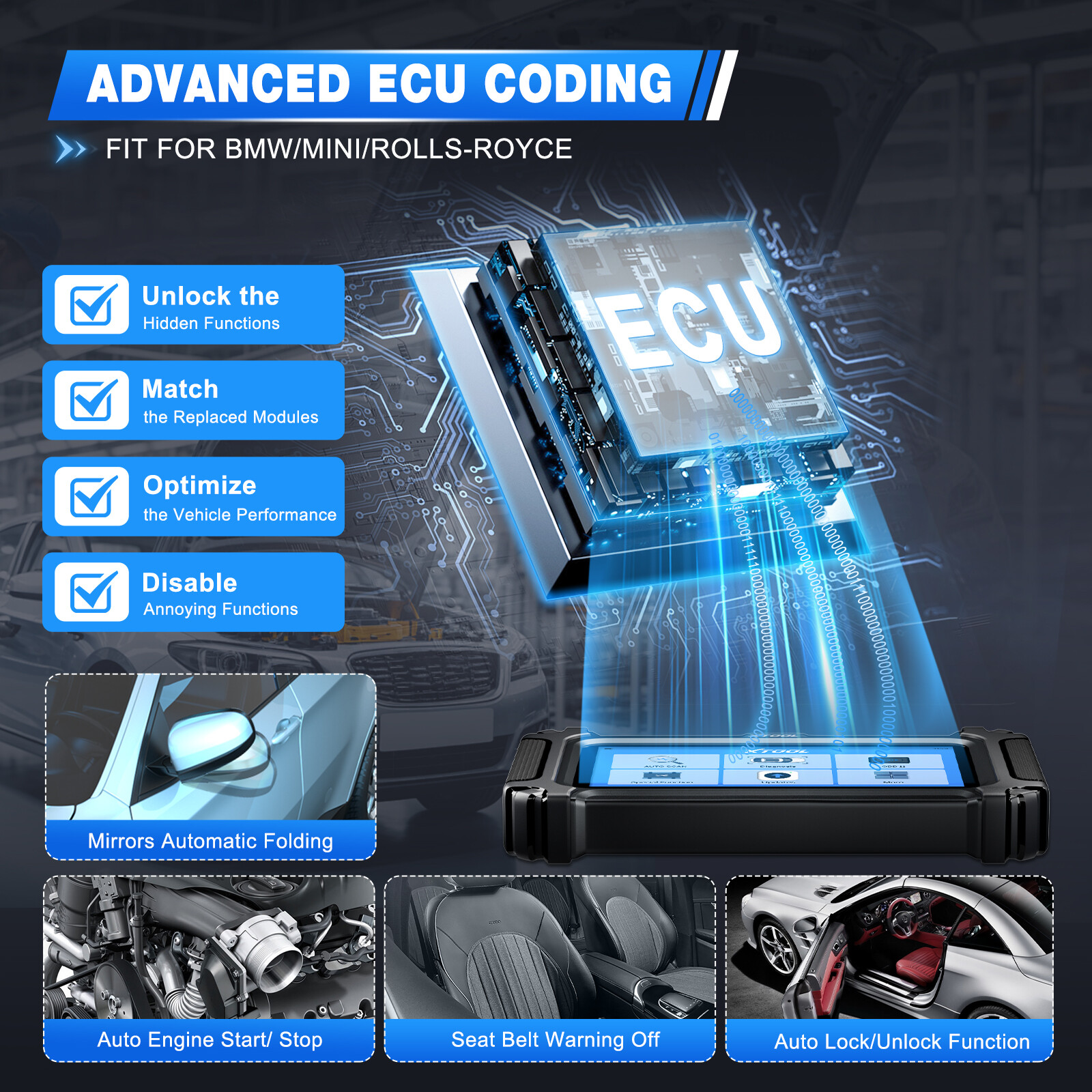 XTOOL IP500 For BMW For Mini OBD2 Scanner Full System Diagnostic ECU Coding Tool