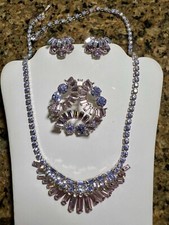 Rare Vintage Sherman Signed Purple & Lavender Demi Parure in Mint Condition