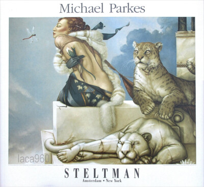 Michael Parkes Deva With Lion 1996 Fine Art Poster Print 27-1/2 x 31-1/2