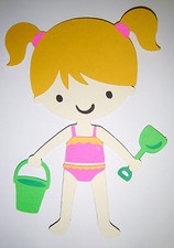 Beach Girl Summer Swimming Paper Doll Die Cut Scrapbook Embellishement