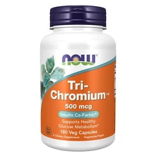 NOW FOODS Tri-Chromium 500 mcg with Cinnamon 180 Veg Capsules