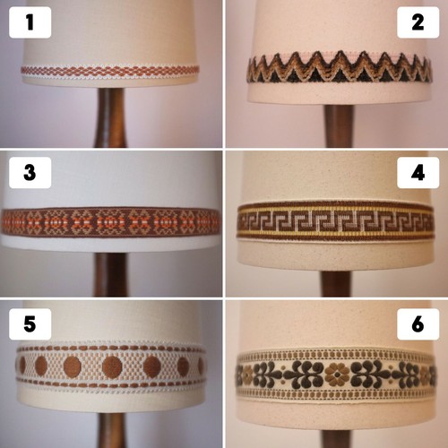 Pantalla de lámpara cónica retro con borde/trenza vintage - mediados de siglo - crema/beige - Imagen 2 de 23