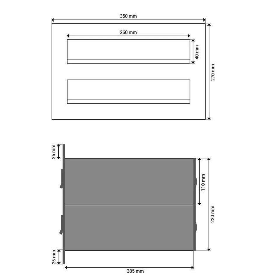 B-04 2er Mauerdurchwurf-Briefkasten Postkasten V2A-Edelstahl Mauerstärke 38.5cm - Bild 4 von 4