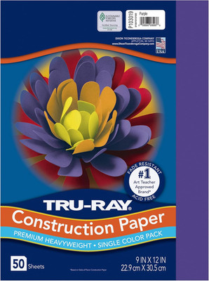   Construction Paper, 50% Recycled, 9'' x 12'', Purple, Pack Of 50