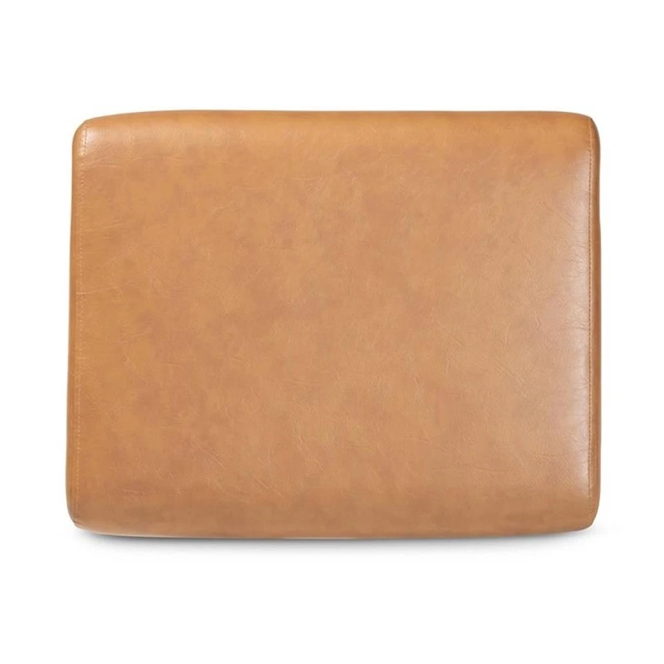 Baxton Studio Bianca Brown Finished Wood and Tan Faux Leather Effect Ottoman - Image 4 of 4