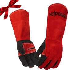 Fireplace Welding Gloves Fire Heat Resistant: 16IN 932 F Fireproof Leather for F