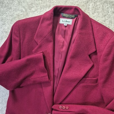 Vintage LL Bean Blazer Jacket Womens 10P Red Cashmere Wool Office Mature Career