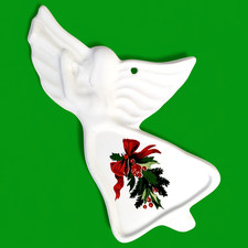 VTG "To-From" Pfaltzgraff Stoneware Christmas Heritage White Angel Ornament 5"