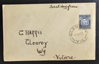 1937 Australia 3d Blue KGV1 stamp Die 1 on First day Cover Glenroy Local use