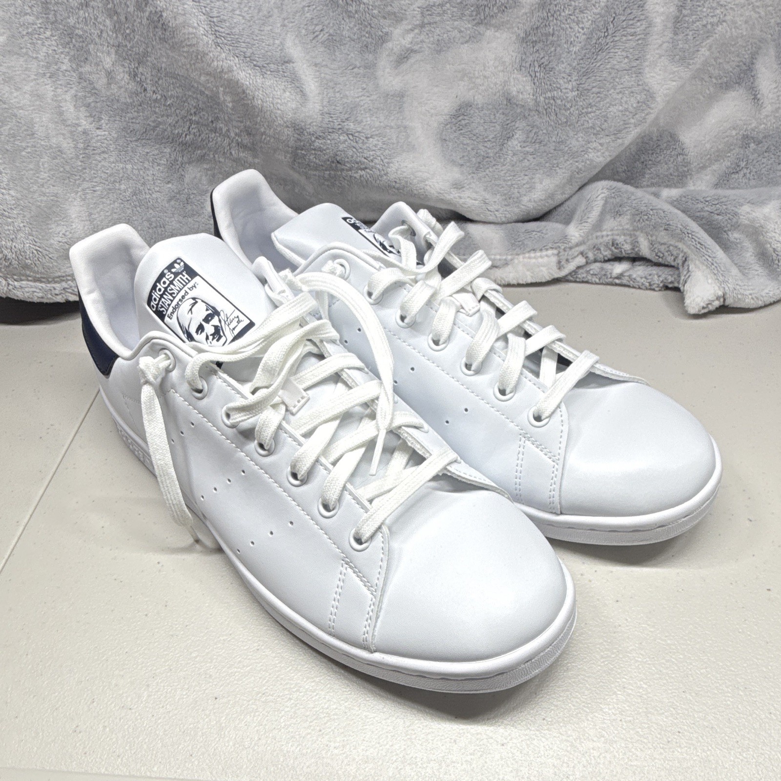 adidas Stan Smith Men's Lace Up Low Top Sneakers White/Navy US 13 FX5501