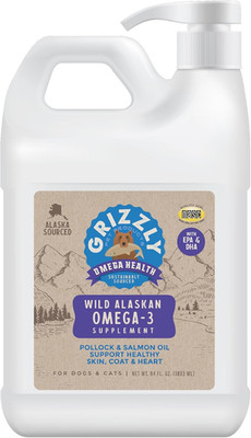 Omega Health Liquid Omega-3 Supplement for Dogs and Cats, 64 Ounce Jug