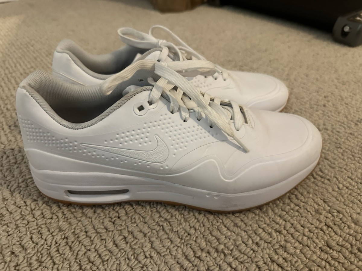 Nike Air Max 1 Golf Shoes Mens 9.5 White Gum Bottom Logo Swoosh AQ0863-101