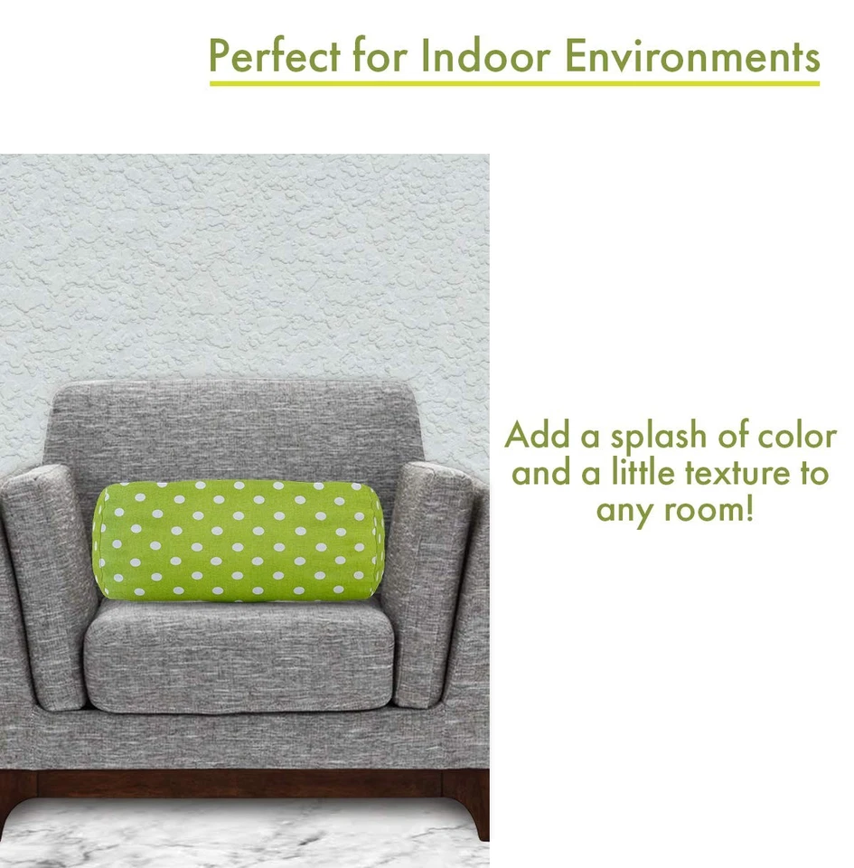Almohada acolchada redonda interior pequeña a lunares Goods Lime 18,5" L x 8" W x 8" H Foto 4 de 4