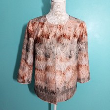 Chico's Collection Blazer size 1 / Medium, NEW Pleated Pink Gray Jacket Party