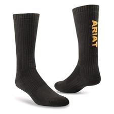 ARIAT L23812 Unisex Black 3-Pack Premium Cotton Work Socks Size L