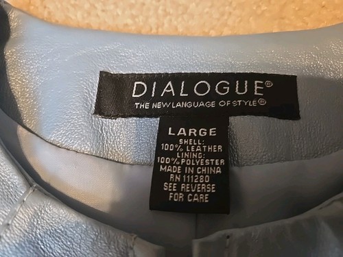 DIALOGUE METALLIC BLUE LONG SLEEVE LEATHER JACKET SIZE L LARGE - Picture 2 of 8