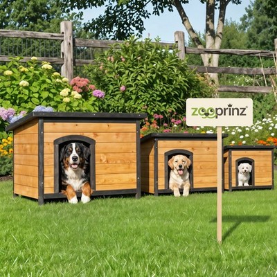 Hundehütte Outdoor XXL Carlo Massiv Holz in 3 Größen Wetterfest Hunde Haus Höhle