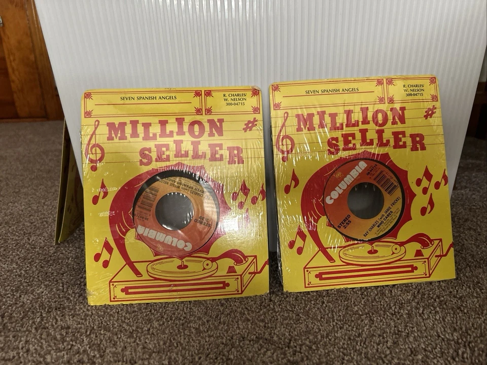 SEALED Ray Charles Willie Nelson Seven Spanish Angels Janie Fricke Who Cares 45 - Image 2 of 4