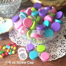 50 Clear JARS aqua lime pink purple Caps Makeup Sample container 3301 1tsp DECO