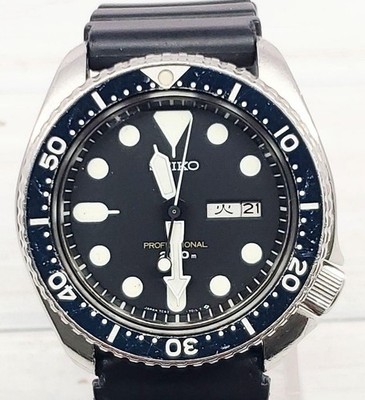 SEIKO Pro 200m Diver Watch 7C43-7010 Tested Black Strap