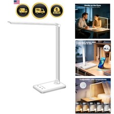 LED Desk Lamp Dimmable Table Lamp Reading Lamp with USB Charging Port, 5 Ligh...