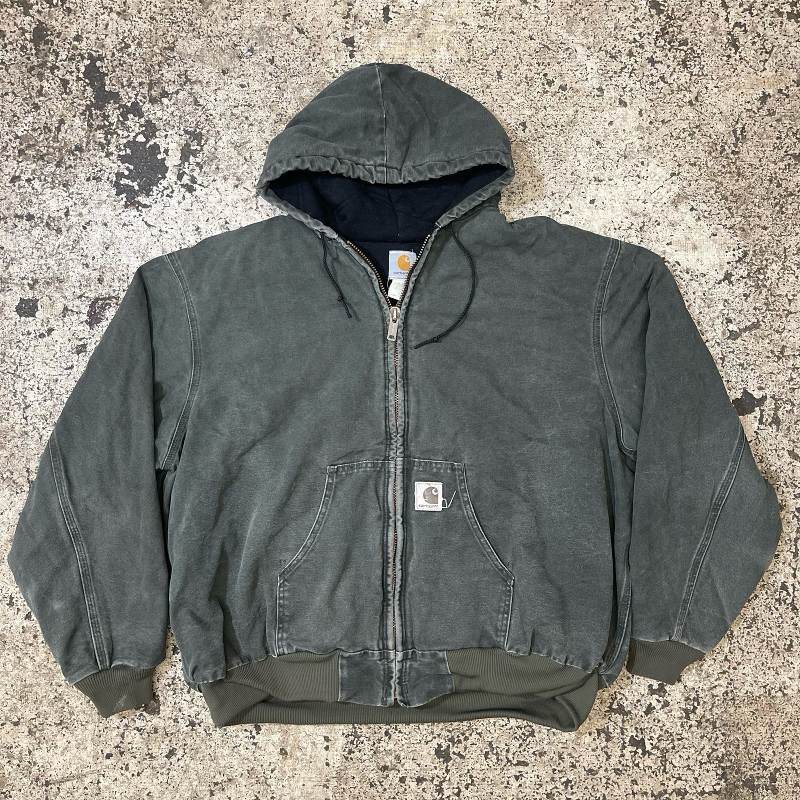 Carhartt Hooded Zip Up Work Jacket J68 MOS
