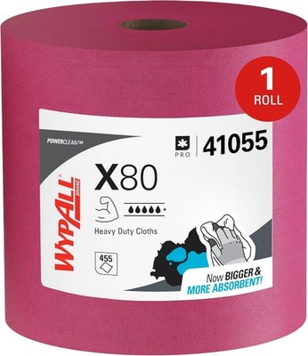 WypAll PowerClean X80 Cloths Heavy Duty Wipes 41055,Jumbo,Extended Use Towels