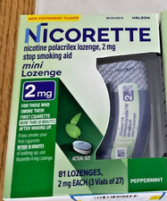 Nicorette 2mg Mini Lozenges 3 Vials 81 Ct Peppermint Flavor