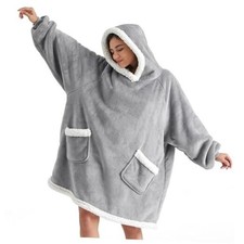 Blanket Hoodie, Wearable Blanket for Adults  Kids as Gifts for Standard Grey