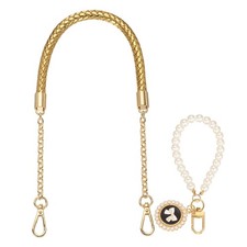 62cm/24.4" PU Leather Braided Purse Straps Gold, Light Gold Buckle 