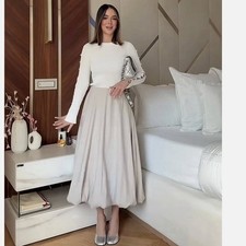 ZARA NWT WOMAN VOLUMINOUS BALLOON SKIRT ECRU 5644/317 M L