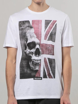 Religion Clothing T-Shirt Men's Skull Flag 34BUON03 White New