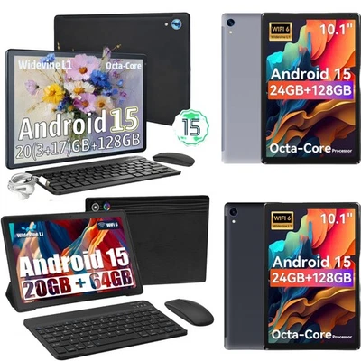 JEAZANS 10.1/11 inch Android 15 Tablets HD Touchscreen Octa-Core 64GB 128GB Dual Camera