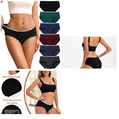 INNERSY Damen Hipster 6er Pack 100 Baumwolle Atmungsaktiv Mitt