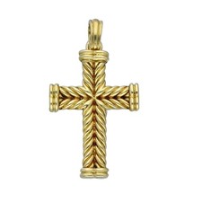 David Yurman 18k 750 Yellow Gold Cable Cross Pendant 1.5