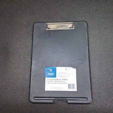 Business Source 37513 Black Plastic 13" x 9" Clip Board with Storage Case