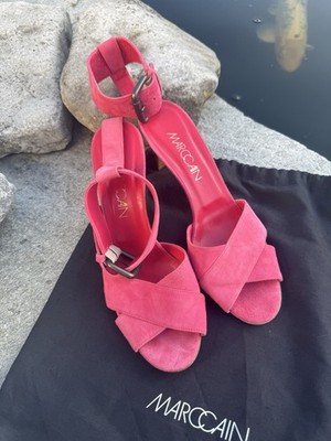 w Neu Marc Cain Leder Pumps Velours High Heels Sandalen pink NP 299.- 
