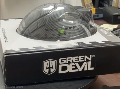#ad #ad Construction Safety Helmet Vented with Headlight Matte Black GREEN DEVIL Matrix $78.00