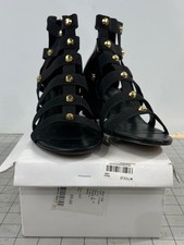 Marc Fisher Julee Women’s Sz. 7.5 Black Strappy Sandals Gold Accents