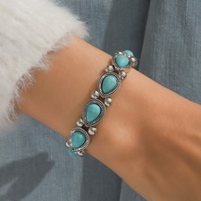Boho Teardrop Stretch Bracelet Vintage Elastic Wrist Jewelry Gift Women Summer