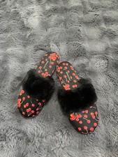 Victoria's Secret Women's Satin Slippers Cherry Print Size Medium 7-8