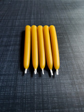 Small Yellow UK Hand-Dipped Beeswax Candles – Pillar | Taper | Christmas, (10cm)