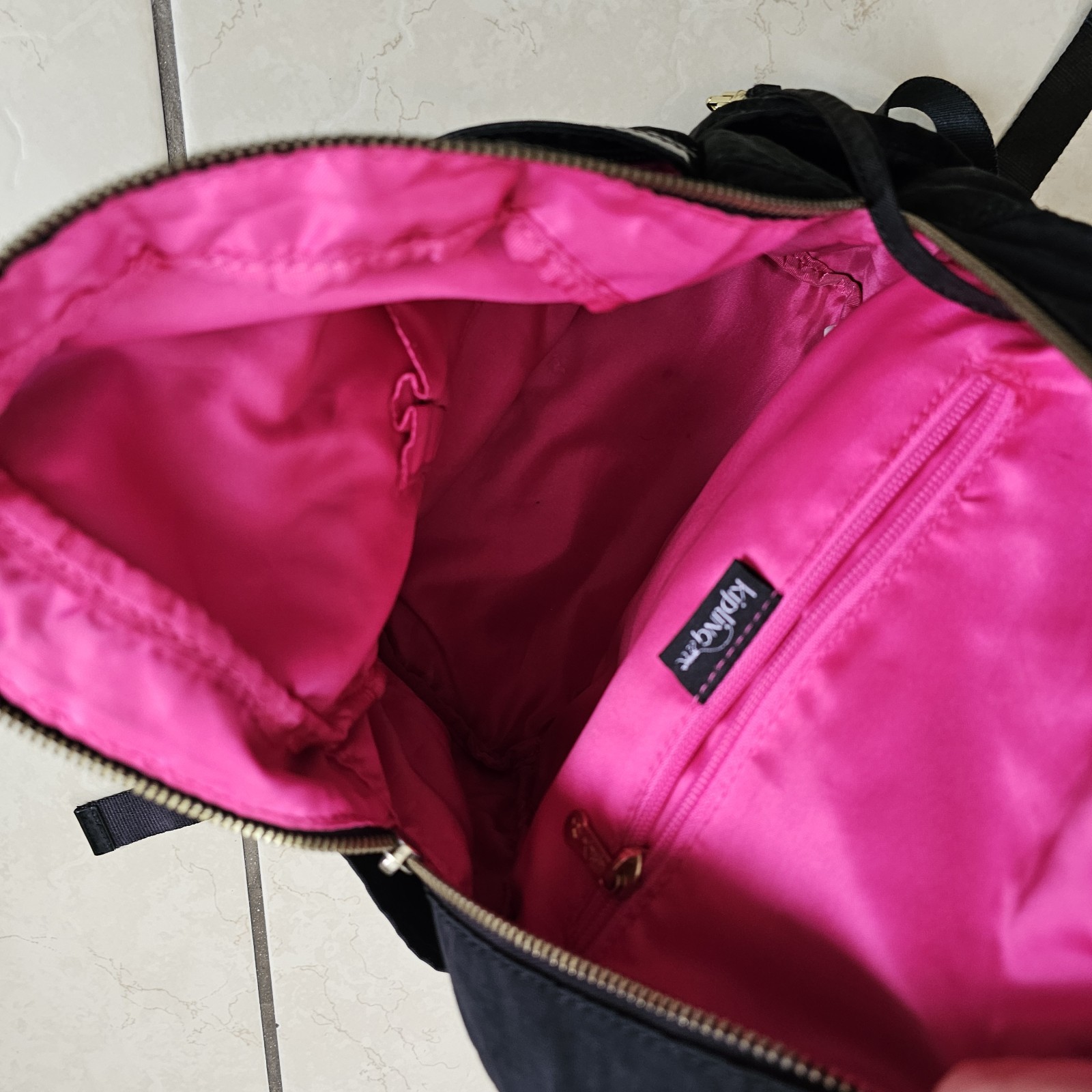 Kipling Mini Backpack Black Pockets - image 7